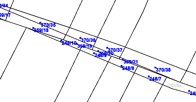 Parcela st. 359/20 v KÚ Dobešice, Katastrální mapa