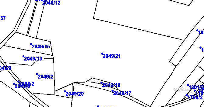 Parcela st. 2049/21 v KÚ Kluky u Písku, Katastrální mapa
