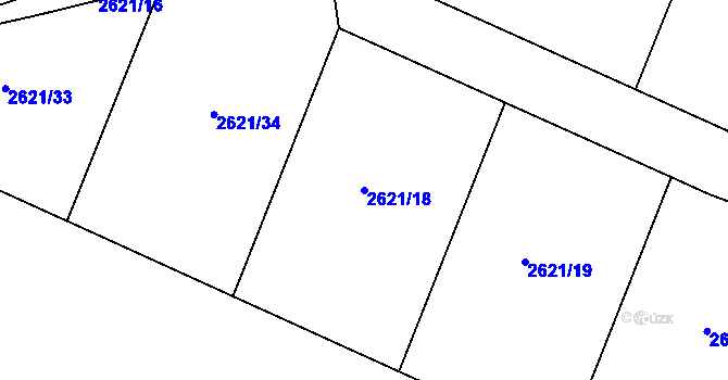 Parcela st. 2621/18 v KÚ Kluky u Písku, Katastrální mapa