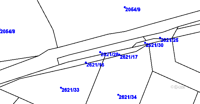 Parcela st. 2621/28 v KÚ Kluky u Písku, Katastrální mapa