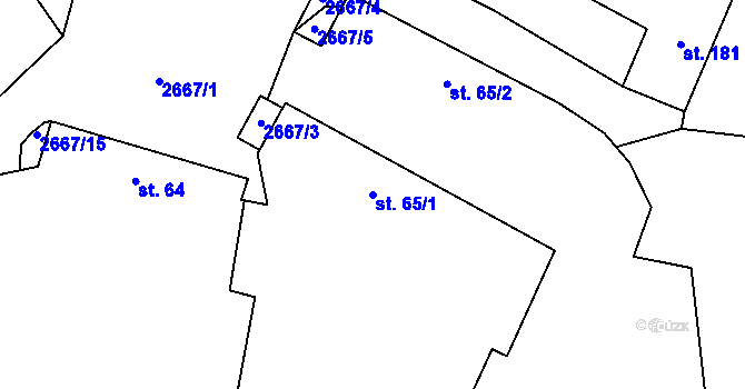 Parcela st. 65/1 v KÚ Kluky u Písku, Katastrální mapa