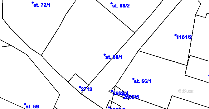 Parcela st. 68/1 v KÚ Kluky u Písku, Katastrální mapa