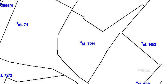 Parcela st. 72/1 v KÚ Kluky u Písku, Katastrální mapa