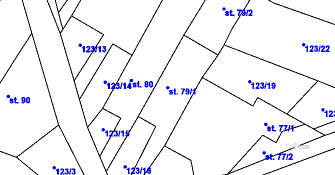 Parcela st. 79/1 v KÚ Kluky u Písku, Katastrální mapa