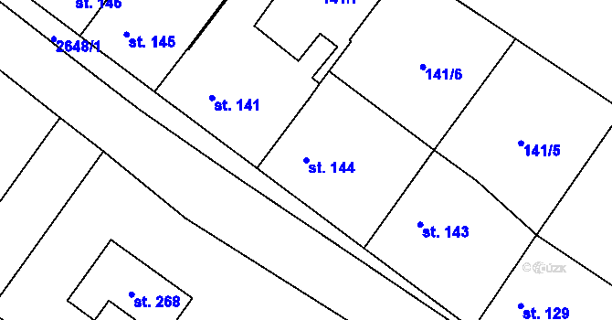 Parcela st. 144 v KÚ Kluky u Písku, Katastrální mapa