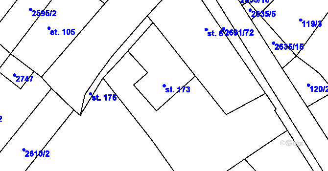 Parcela st. 173 v KÚ Kluky u Písku, Katastrální mapa