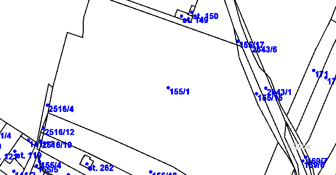 Parcela st. 155/1 v KÚ Kluky u Písku, Katastrální mapa