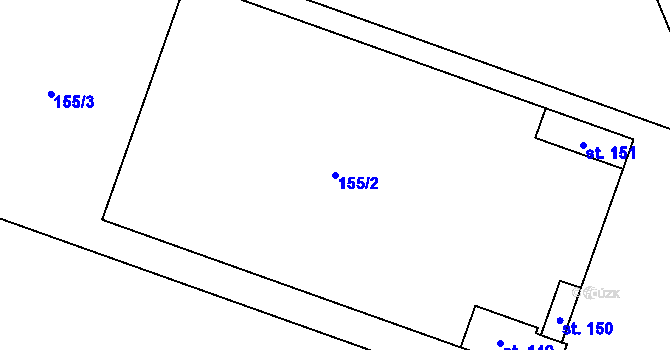 Parcela st. 155/2 v KÚ Kluky u Písku, Katastrální mapa