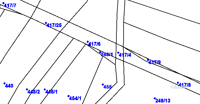 Parcela st. 248/1 v KÚ Kluky u Písku, Katastrální mapa