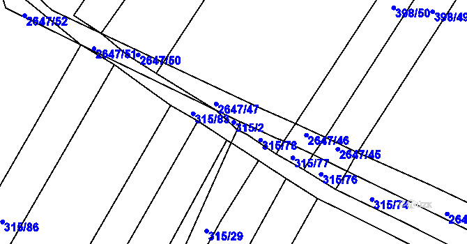 Parcela st. 315/2 v KÚ Kluky u Písku, Katastrální mapa