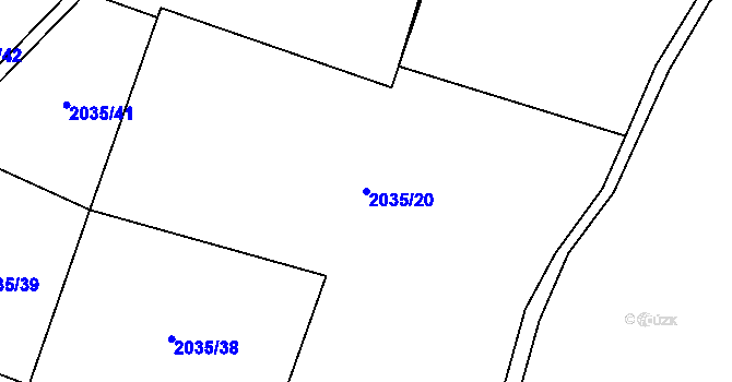 Parcela st. 2035/20 v KÚ Kluky u Písku, Katastrální mapa