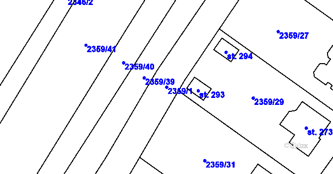 Parcela st. 2359/1 v KÚ Kluky u Písku, Katastrální mapa