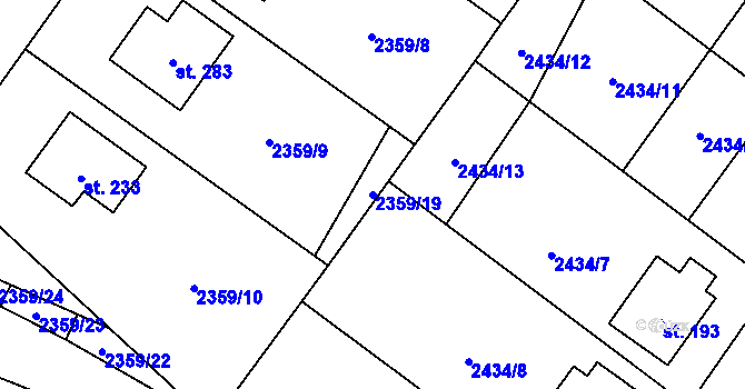 Parcela st. 2359/19 v KÚ Kluky u Písku, Katastrální mapa