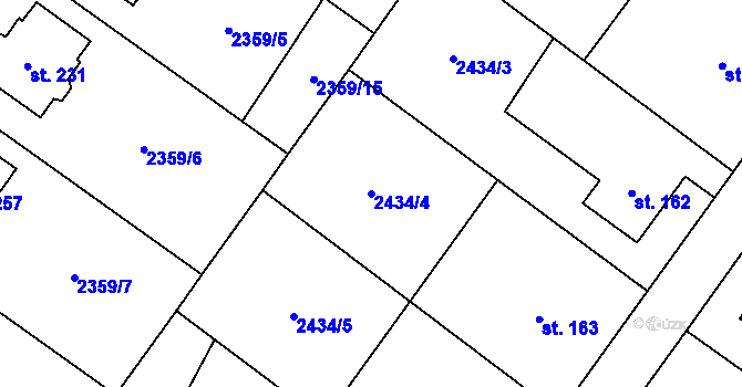 Parcela st. 2434/4 v KÚ Kluky u Písku, Katastrální mapa