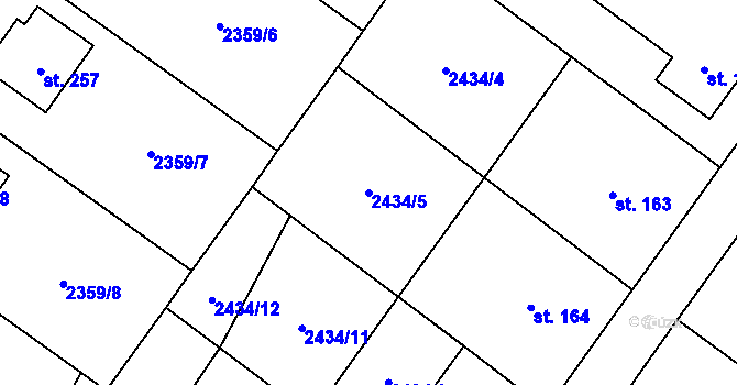 Parcela st. 2434/5 v KÚ Kluky u Písku, Katastrální mapa