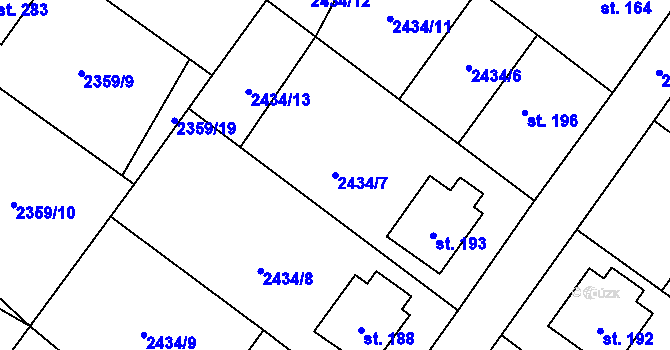 Parcela st. 2434/7 v KÚ Kluky u Písku, Katastrální mapa
