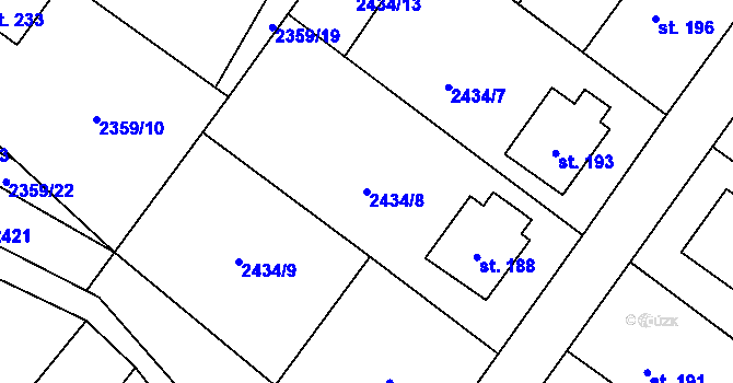 Parcela st. 2434/8 v KÚ Kluky u Písku, Katastrální mapa
