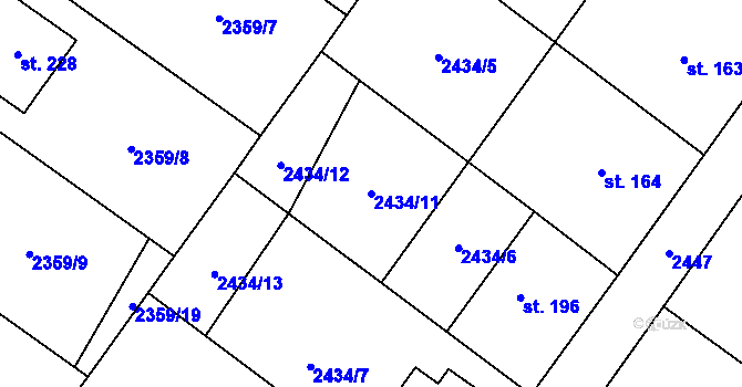 Parcela st. 2434/11 v KÚ Kluky u Písku, Katastrální mapa
