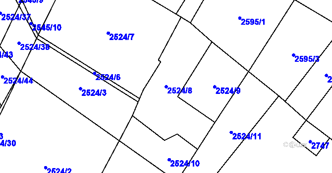 Parcela st. 2524/8 v KÚ Kluky u Písku, Katastrální mapa