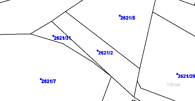 Parcela st. 2621/2 v KÚ Kluky u Písku, Katastrální mapa