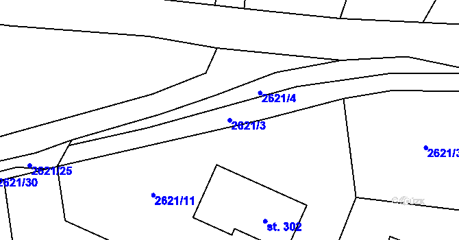 Parcela st. 2621/3 v KÚ Kluky u Písku, Katastrální mapa