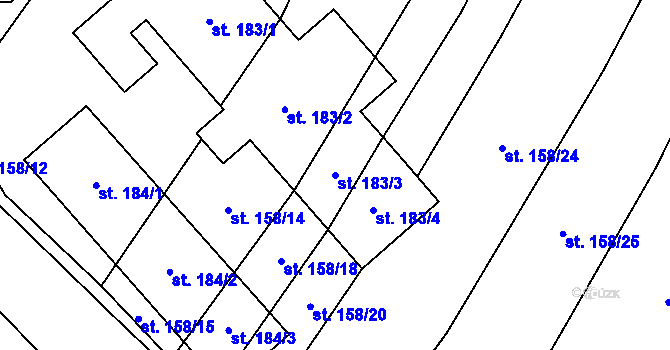 Parcela st. 183/3 v KÚ Kluky u Písku, Katastrální mapa