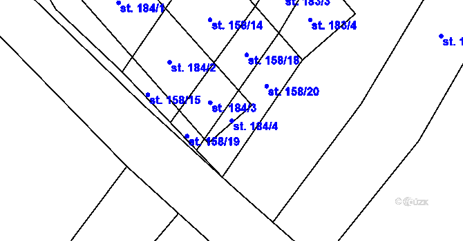 Parcela st. 184/4 v KÚ Kluky u Písku, Katastrální mapa