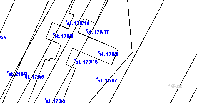 Parcela st. 170/3 v KÚ Kluky u Písku, Katastrální mapa