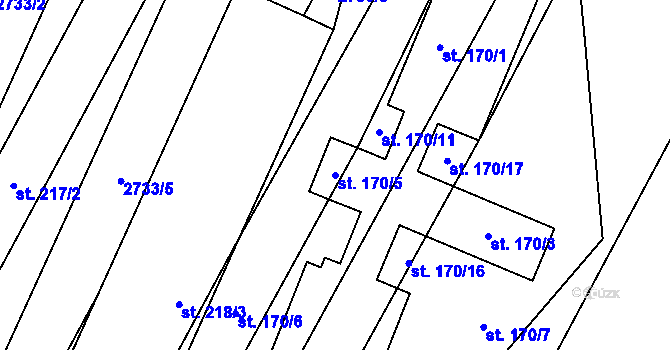 Parcela st. 170/5 v KÚ Kluky u Písku, Katastrální mapa
