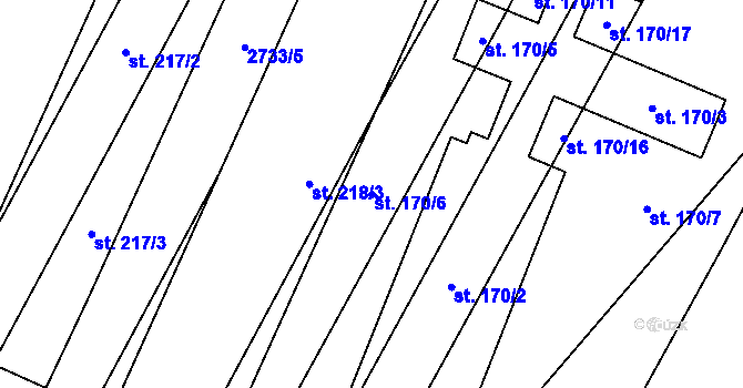 Parcela st. 170/6 v KÚ Kluky u Písku, Katastrální mapa