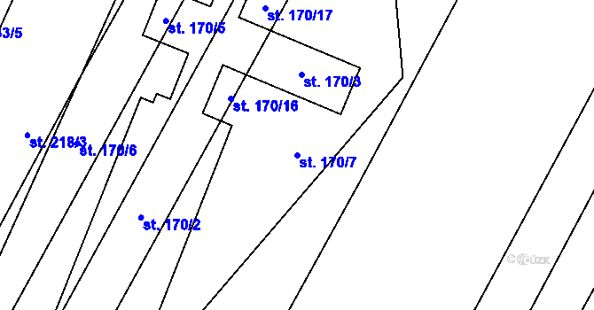Parcela st. 170/7 v KÚ Kluky u Písku, Katastrální mapa