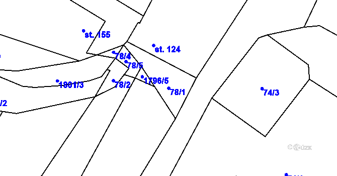 Parcela st. 78/1 v KÚ Kluky u Písku, Katastrální mapa