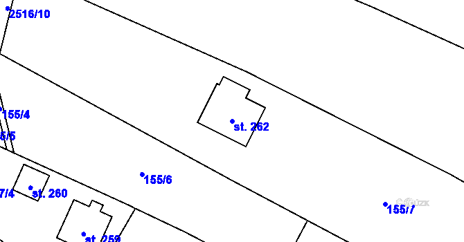 Parcela st. 262 v KÚ Kluky u Písku, Katastrální mapa