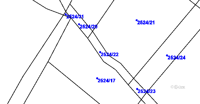 Parcela st. 2524/22 v KÚ Kluky u Písku, Katastrální mapa