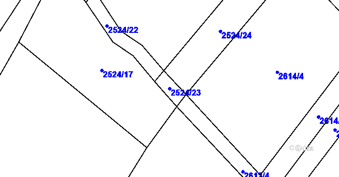 Parcela st. 2524/23 v KÚ Kluky u Písku, Katastrální mapa