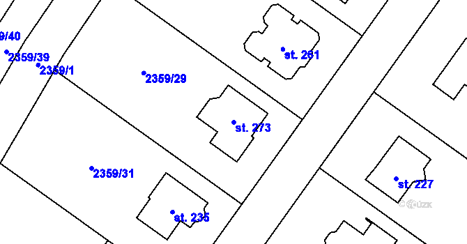 Parcela st. 273 v KÚ Kluky u Písku, Katastrální mapa