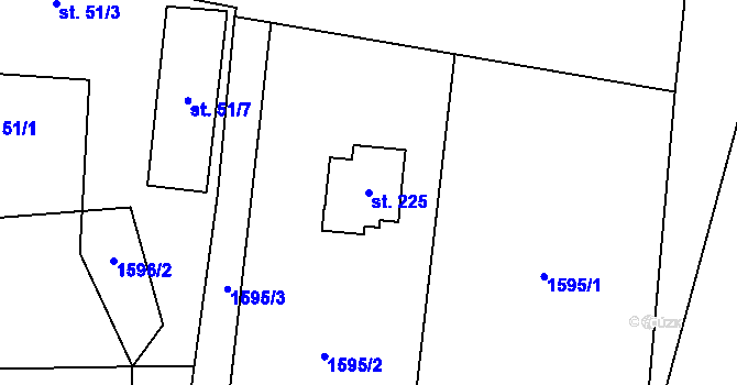 Parcela st. 225 v KÚ Kluky u Písku, Katastrální mapa