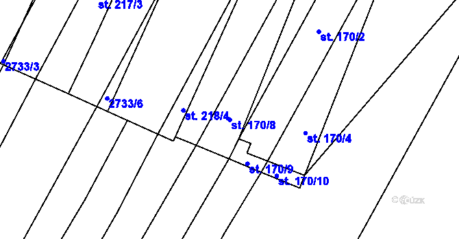 Parcela st. 170/8 v KÚ Kluky u Písku, Katastrální mapa
