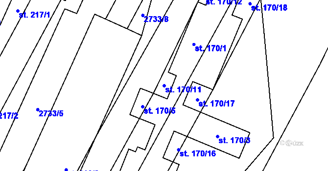 Parcela st. 170/11 v KÚ Kluky u Písku, Katastrální mapa