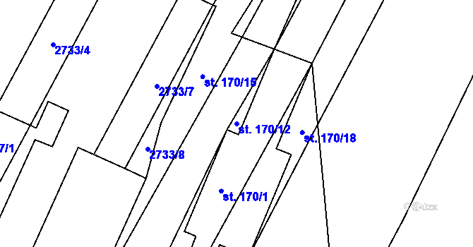 Parcela st. 170/12 v KÚ Kluky u Písku, Katastrální mapa