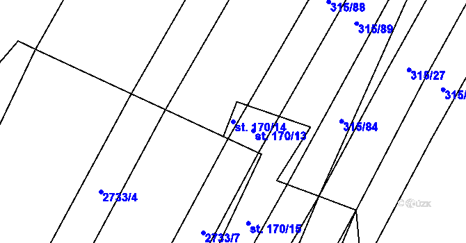 Parcela st. 170/14 v KÚ Kluky u Písku, Katastrální mapa