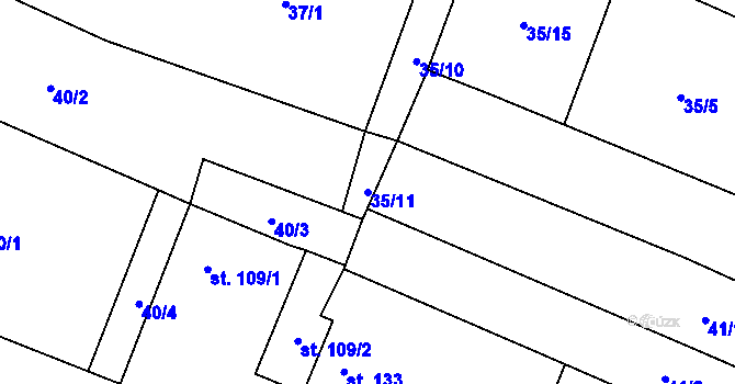 Parcela st. 35/11 v KÚ Kluky u Písku, Katastrální mapa
