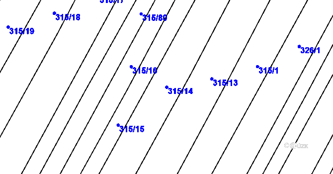 Parcela st. 315/14 v KÚ Kluky u Písku, Katastrální mapa