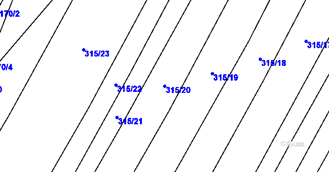 Parcela st. 315/20 v KÚ Kluky u Písku, Katastrální mapa
