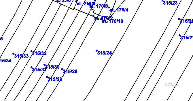 Parcela st. 315/24 v KÚ Kluky u Písku, Katastrální mapa