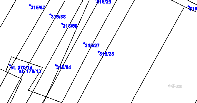 Parcela st. 315/25 v KÚ Kluky u Písku, Katastrální mapa
