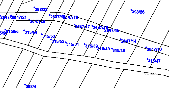 Parcela st. 315/50 v KÚ Kluky u Písku, Katastrální mapa