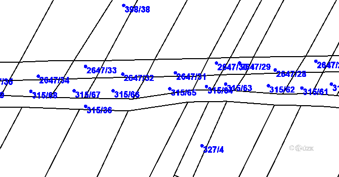 Parcela st. 315/65 v KÚ Kluky u Písku, Katastrální mapa