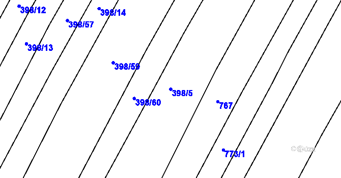 Parcela st. 398/5 v KÚ Kluky u Písku, Katastrální mapa