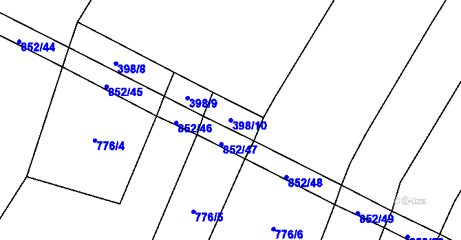 Parcela st. 398/10 v KÚ Kluky u Písku, Katastrální mapa